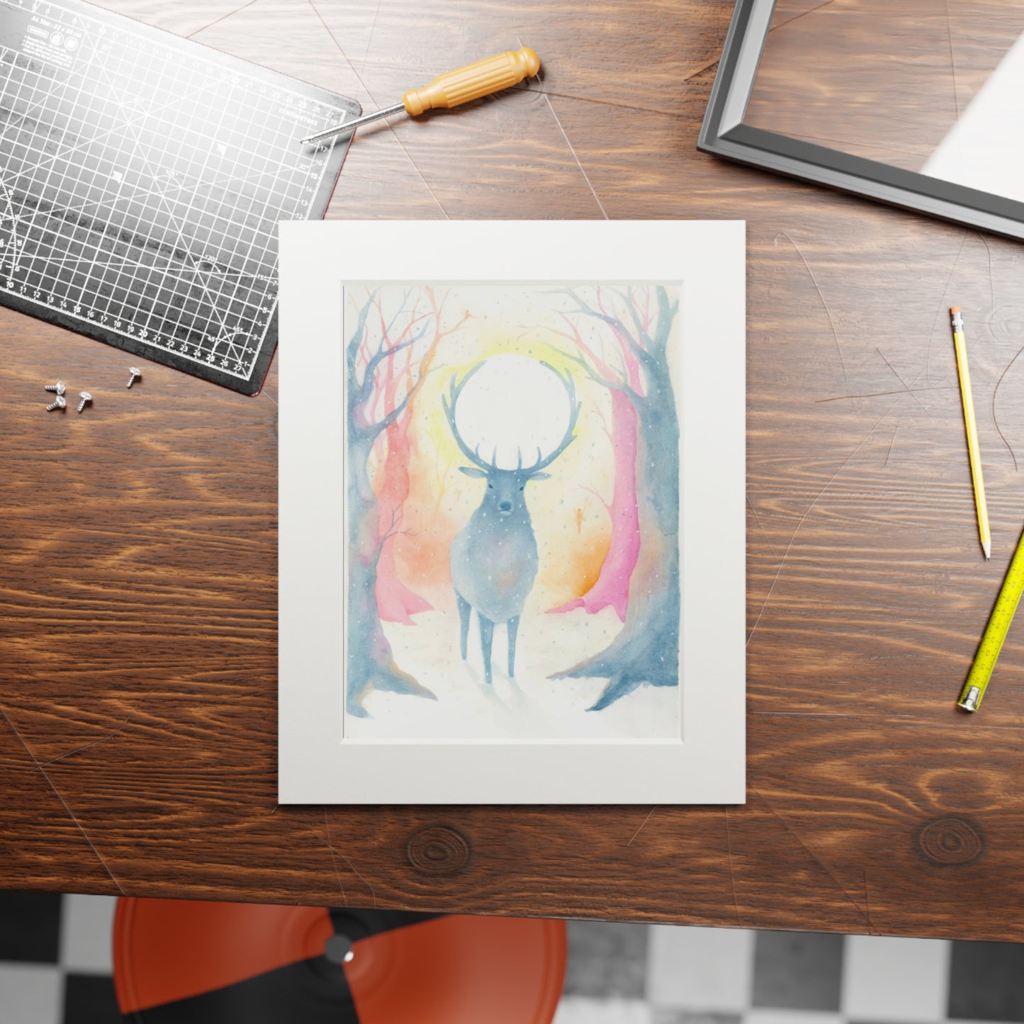 ‘Winter Solstice’, Watercolour Fine Art Prints (Passepartout Paper Frame)