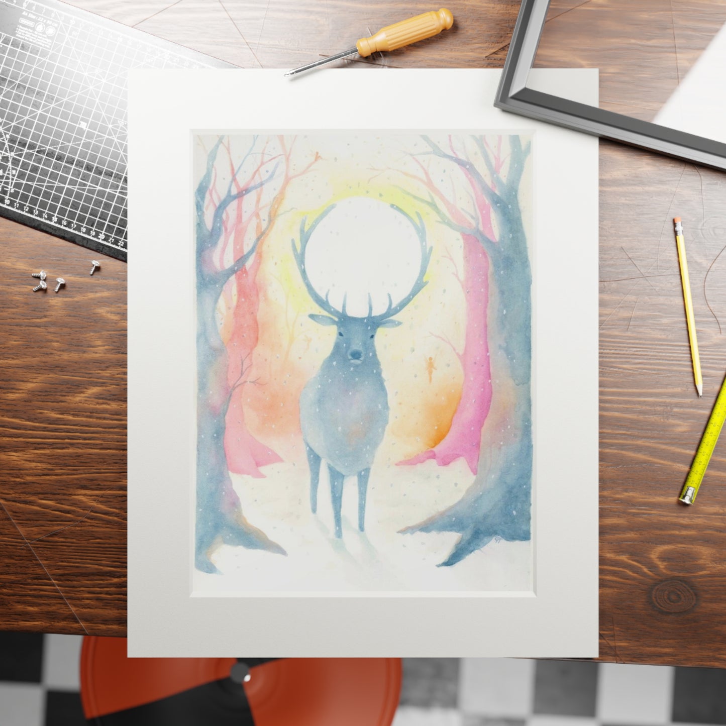 ‘Winter Solstice’, Watercolour Fine Art Prints (Passepartout Paper Frame)