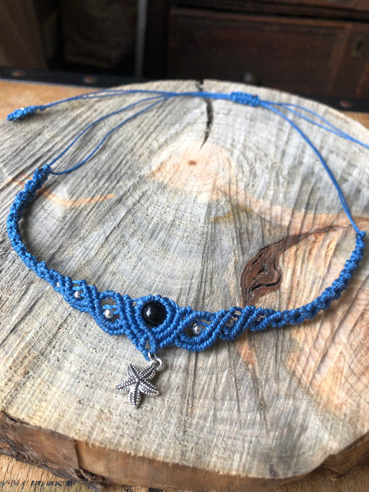 Obsidian Blue Starfish High Necklace.